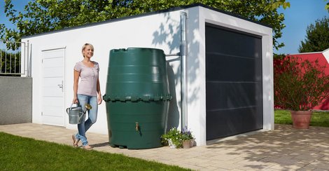 Depósito de agua jardín madera recogida agua de lluvia depósito 450 litros